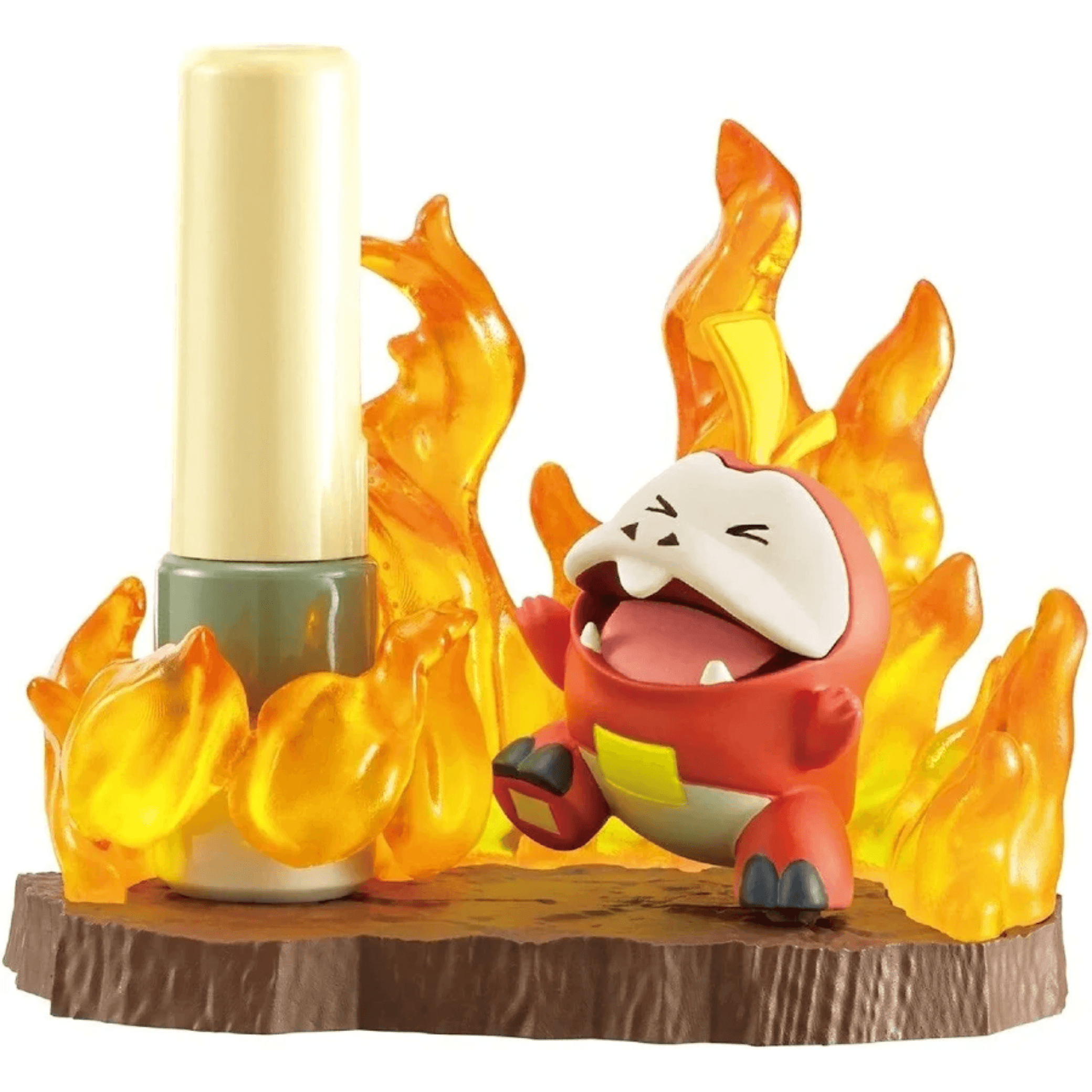 Pokemon DesQ: Battle on Desk Ver. (Re-Ment) – Blind Box Figur med figur av en rød Pokemon omringet av flammer.