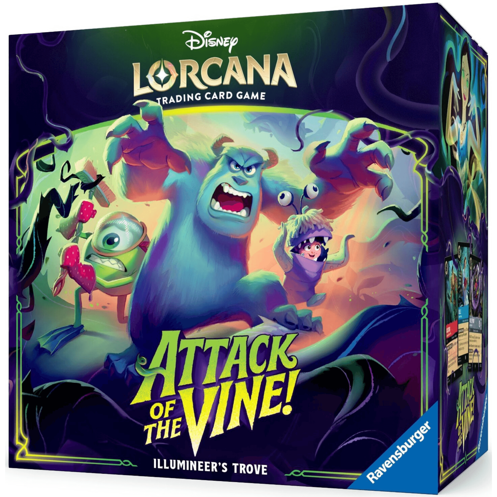 Disney Lorcana Illumineer's Trove box featuring characters from Attack of the Vine game.