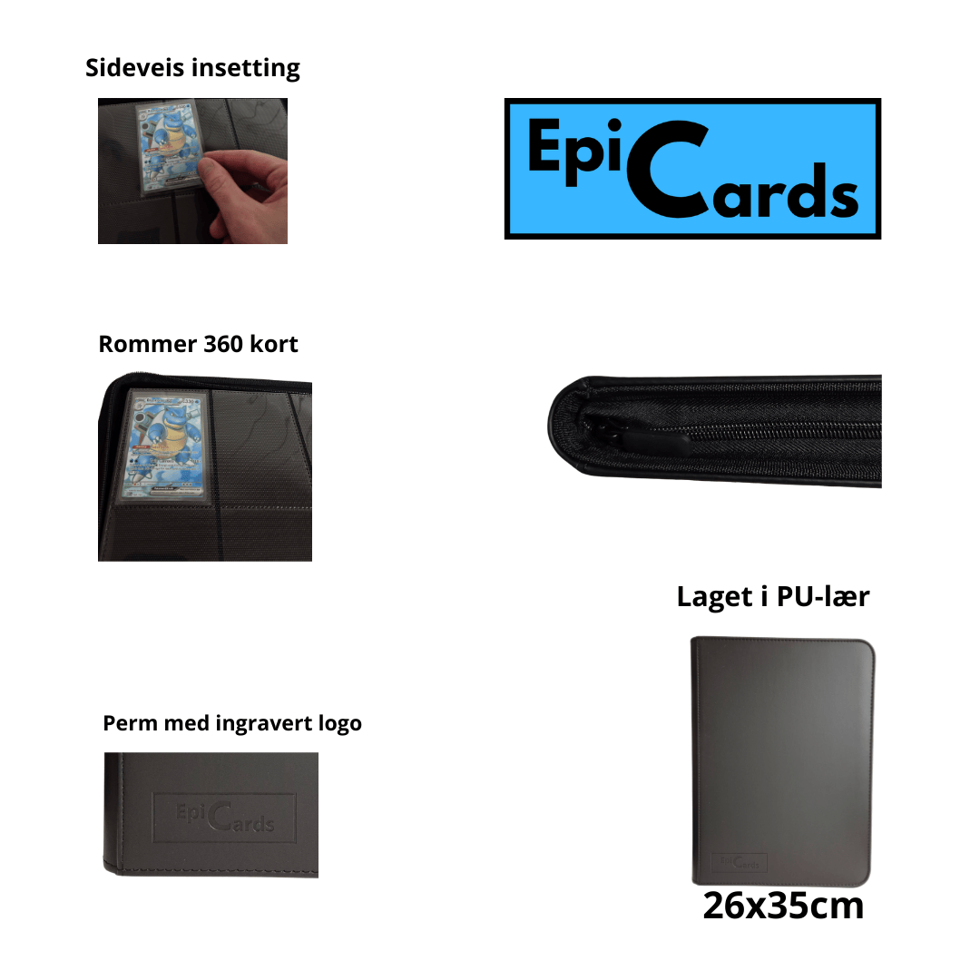 EpiCards Samlekortperm – 360 lommer, 9-pocket, med glidelås