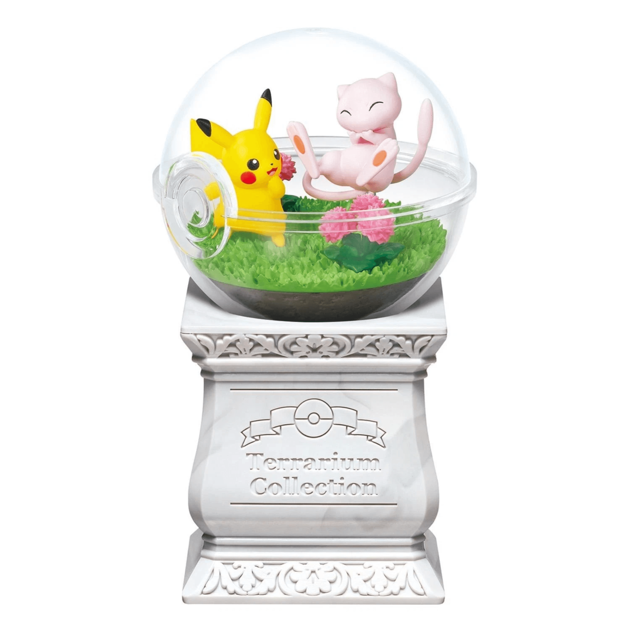 Pokemon Terrarium Collection Vol. 15 – Re-Ment Blind Box Figur med Pikachu og Mew i en mini-scene.