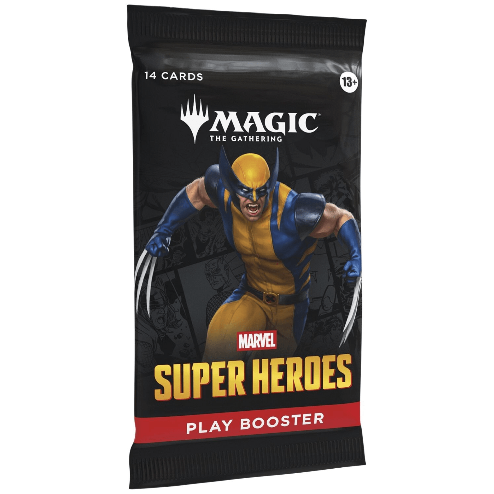 Marvel Super Heroes Magic The Gathering boosters play booster pack featuring Wolverine.