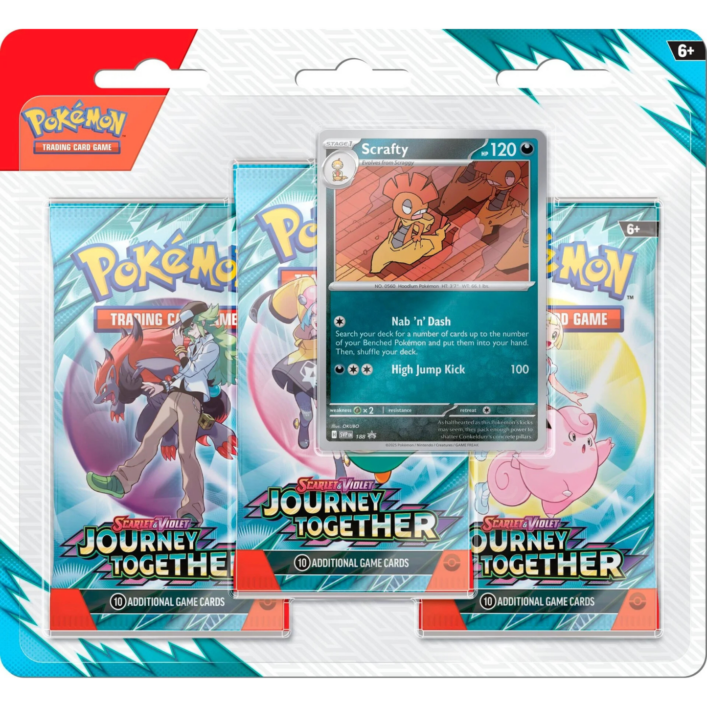 Pokemon SV9: Journey Together 3pk blister (Scrafty)
