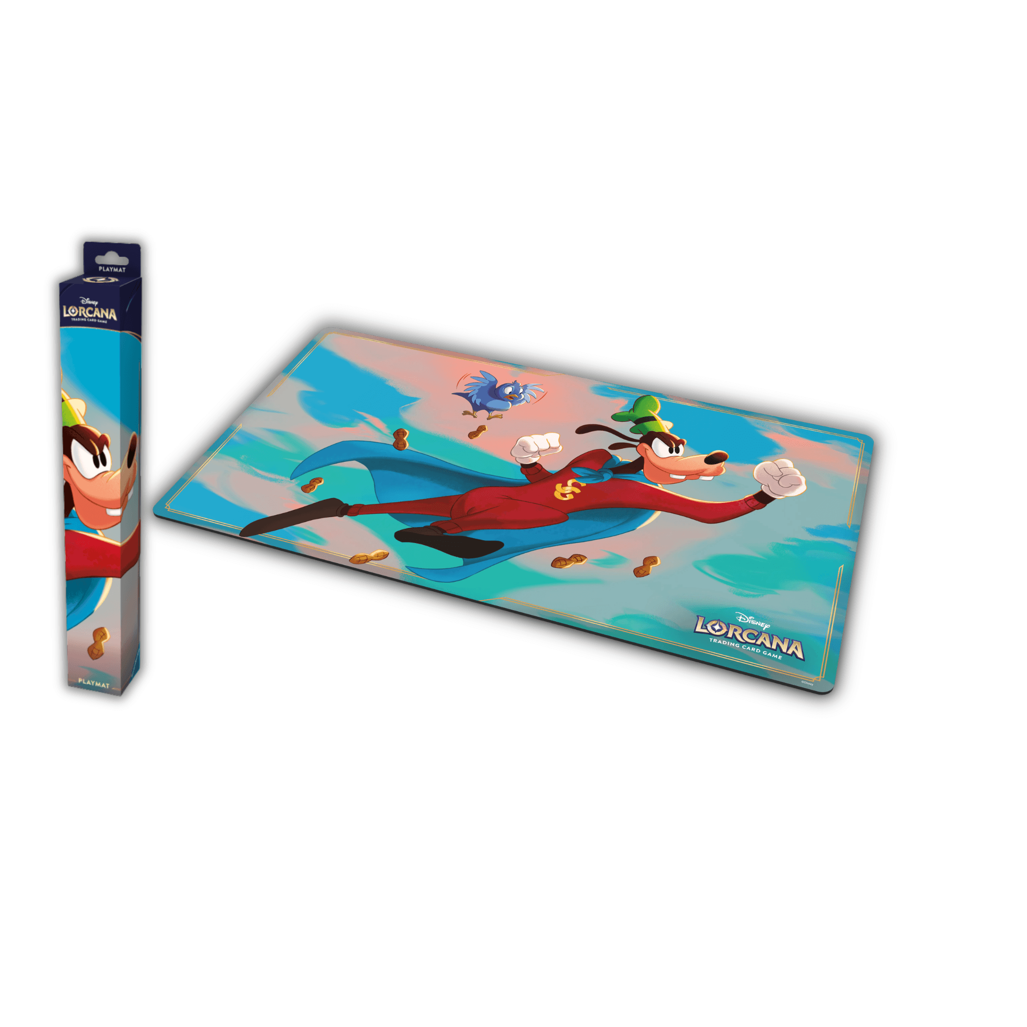 Disney Lorcana - Wilds Unknown Goofy Playmat featuring Goofy in action with vibrant colors and design.