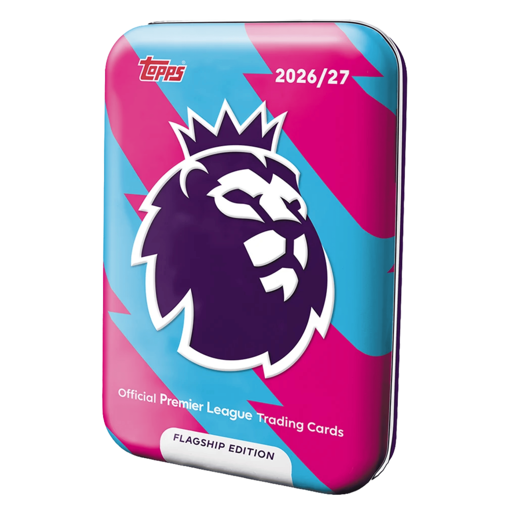 Topps Premier League 2026/27 Mega Tin featuring the Premier League logo and vibrant design for trading cards.