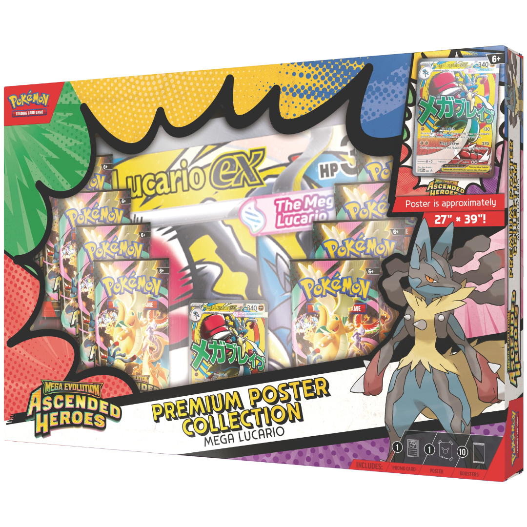 Pokémon: Ascended Heroes Premium Poster Collection - Mega Lucario ex with poster and promo card features