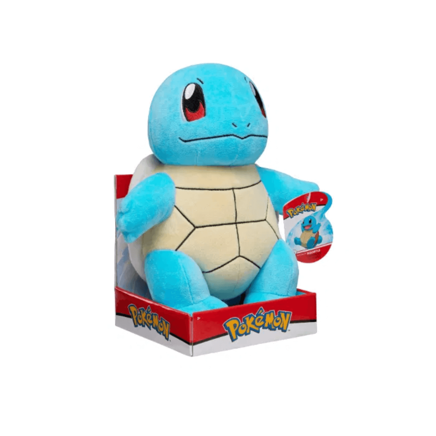 Pokémon Plush 30 cm – Squirtle sitting in its box, featuring vibrant colors and soft material for a cuddly companion.