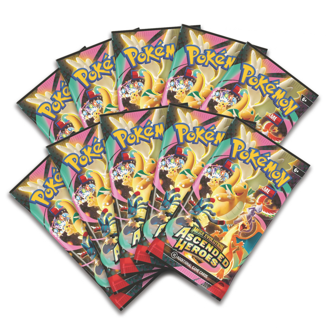 Pokémon: Ascended Heroes Premium Poster Collection - Mega Lucario ex booster pack display in vibrant colors.