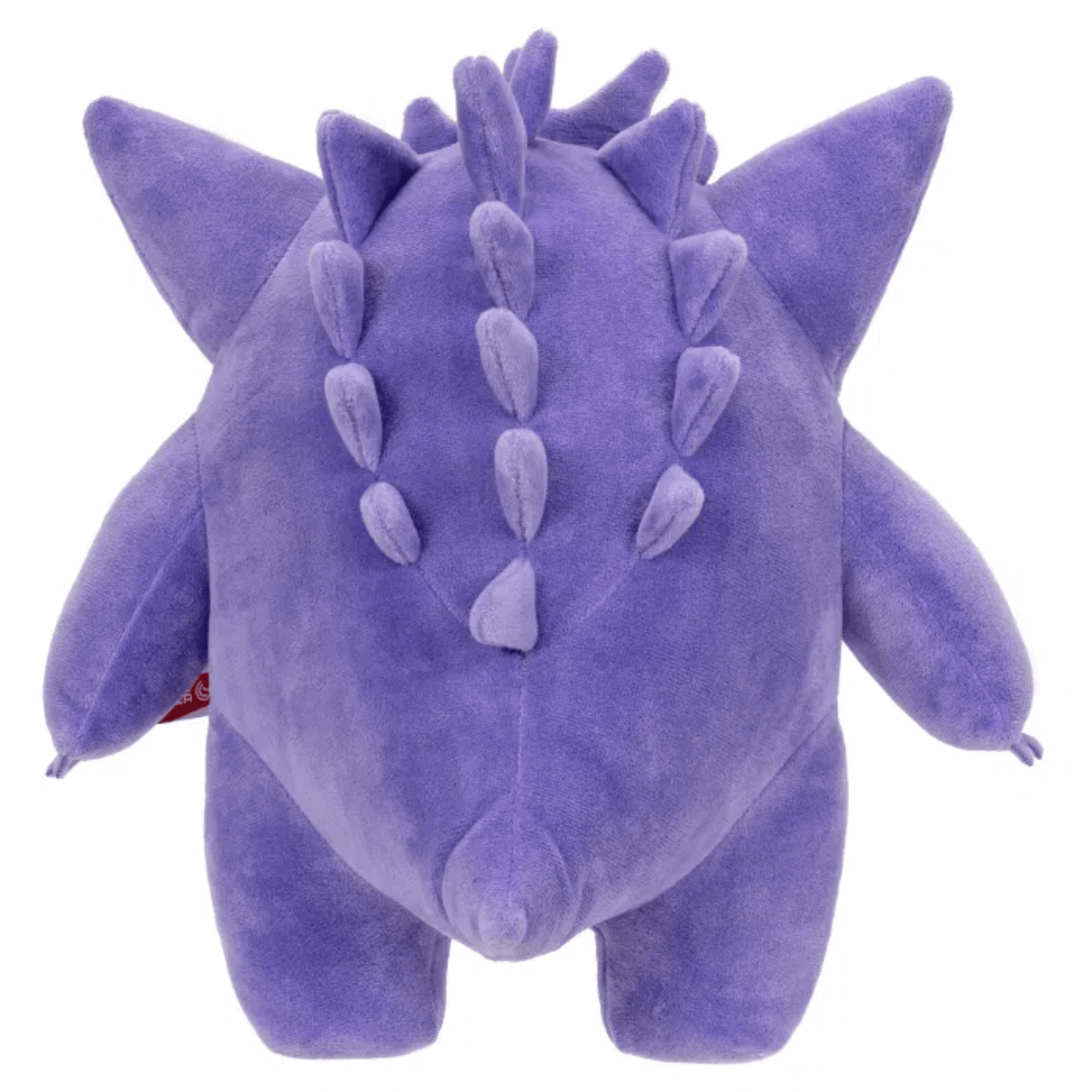 Pokémon Plush 30 cm – Gengar, bakside av Gengar-bamsen, lilla plysjfigur, offisiell Pokémon merchandise.