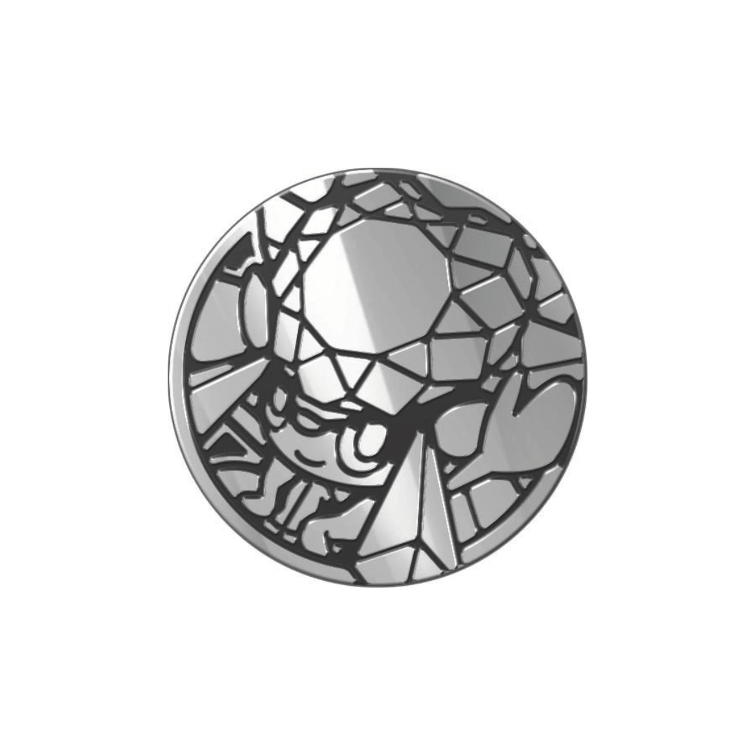 Pokémon Mega Evolution 2-Pack Blister collectible coin featuring a stylized Pokémon design.