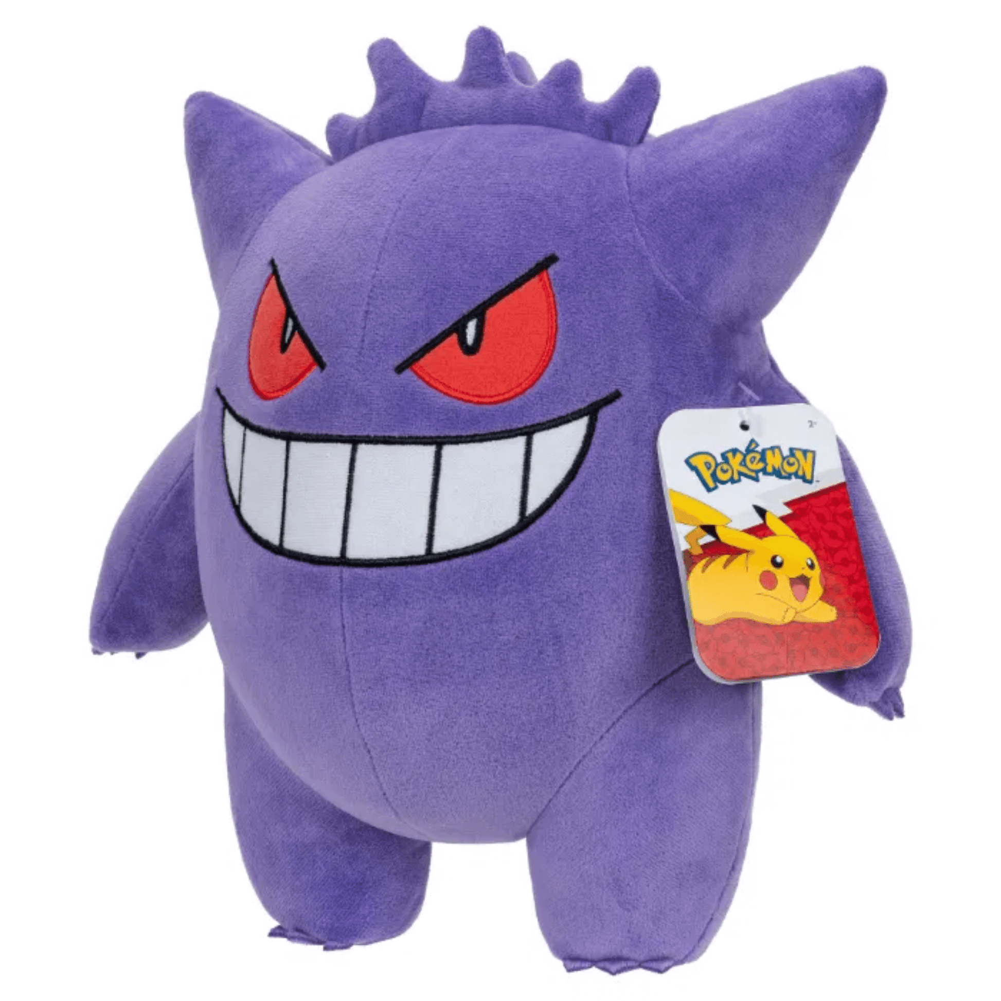 Pokémon Plush 30 cm – Gengar, myk og karaktersterk bamse med rød øyne og bredt smil.