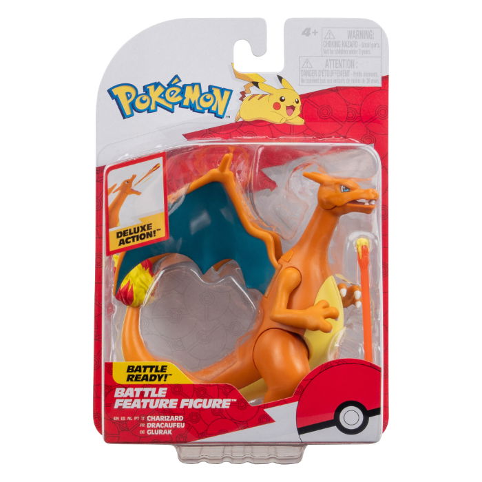 Pokemon Battle Figure Charizard in packaging with deluxe action features and vibrant colors.