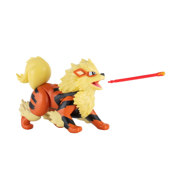 Pokemon Battle Feature Figure Arcanine in a dynamic pose with a red attack feature.