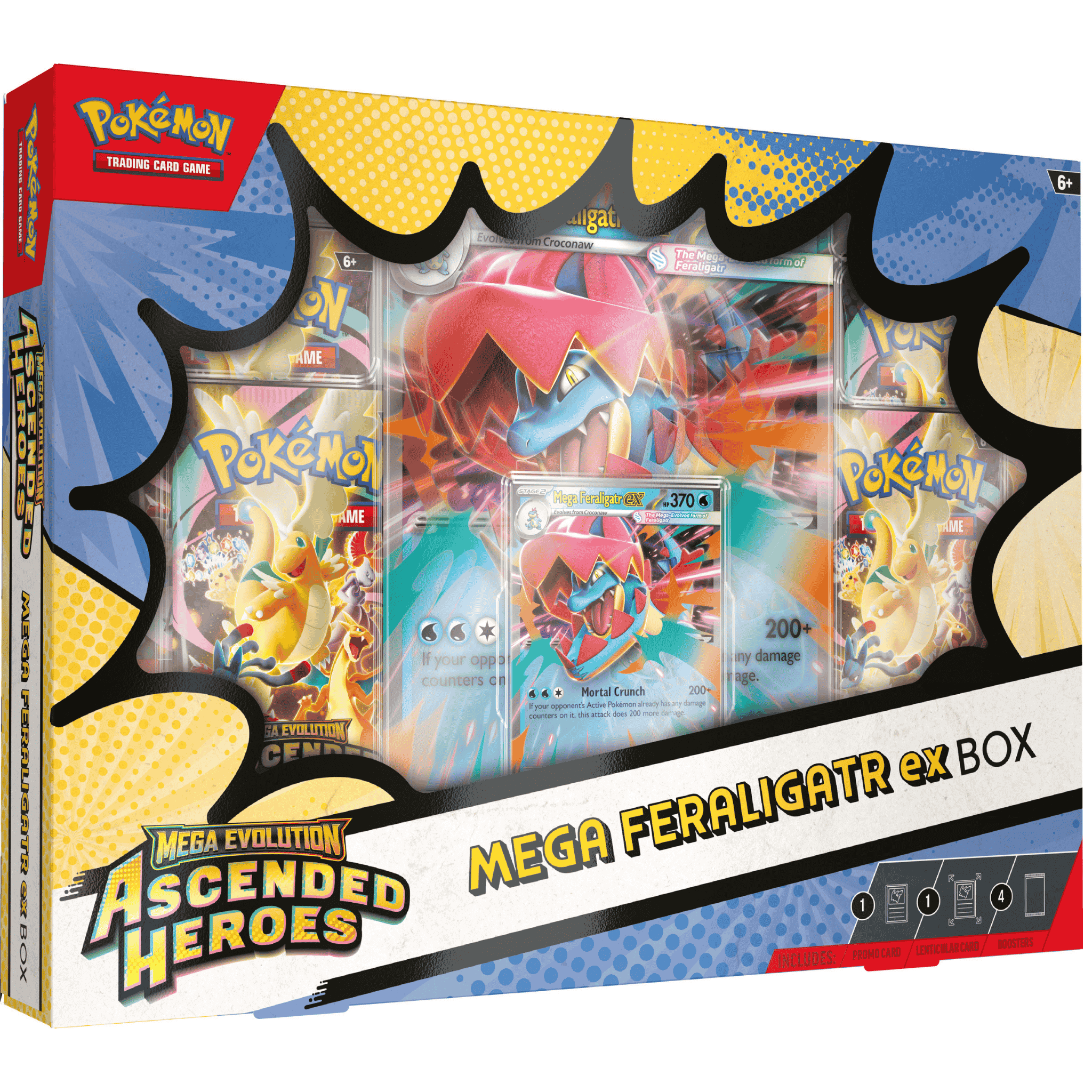 Pokemon Mega Evolution Ascended Heroes Mega Feraligatr, Meganium og Emboar ex Box