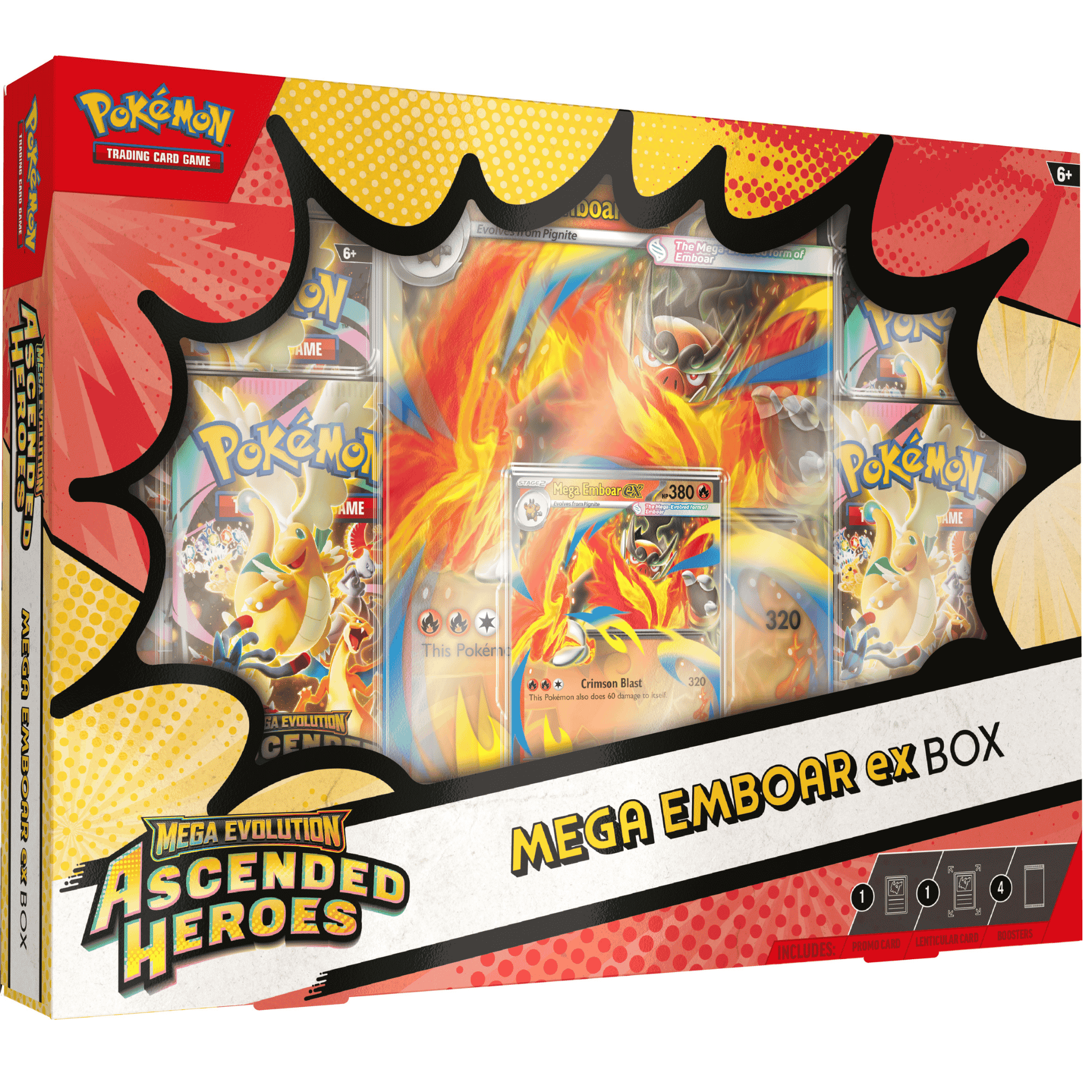 Pokemon Mega Evolution Ascended Heroes Mega Feraligatr, Meganium og Emboar ex Box