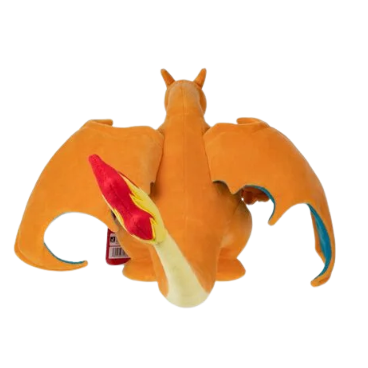 Charizard plysjbamse 30 cm sett bakfra med detaljerte vinger og en rød flammehale