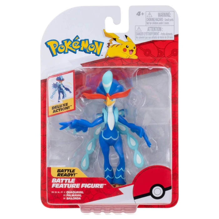 Pokemon Battle Feature Figure Quaquaval in packaging ready for deluxe action and battle play.