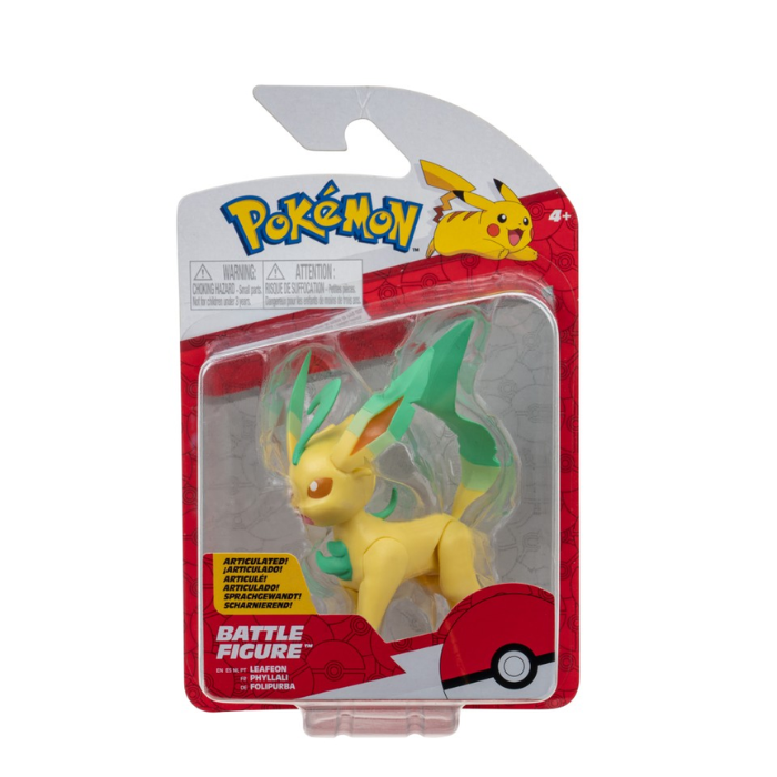Pokemon Battle Figure - Leafeon in packaging with vibrant colors and detailed design.