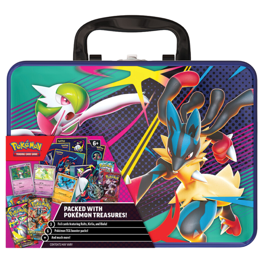 Pokemon Collector`s Chest Des25 - robust metallkiste fylt med Pokémon-overraskelser og samleobjekter.