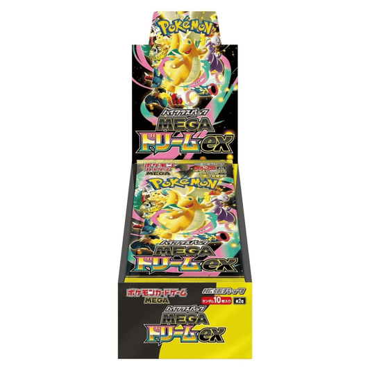 Pokémon Mega Dream Japansk Booster Box med Mega Evolusjoner og eksklusive kortpakker.