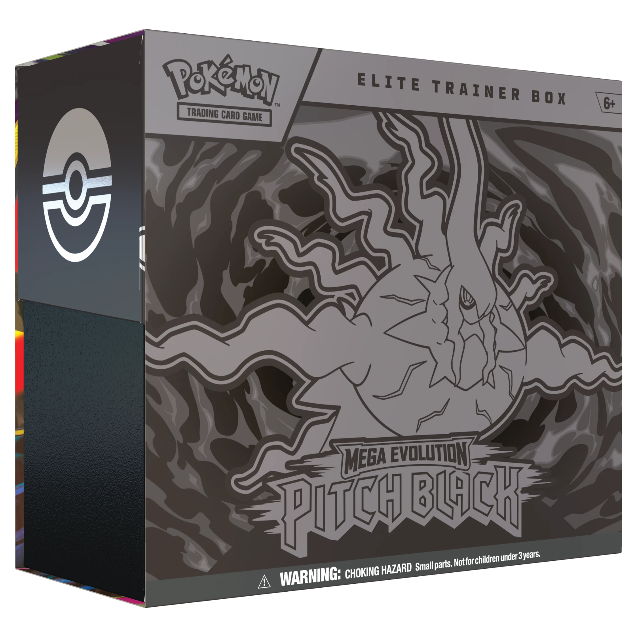 Pokemon ME05: Pitch Black Elite Trainer Box (Max 1 pr kunde) featuring Mega Evolution Pitch Black design.
