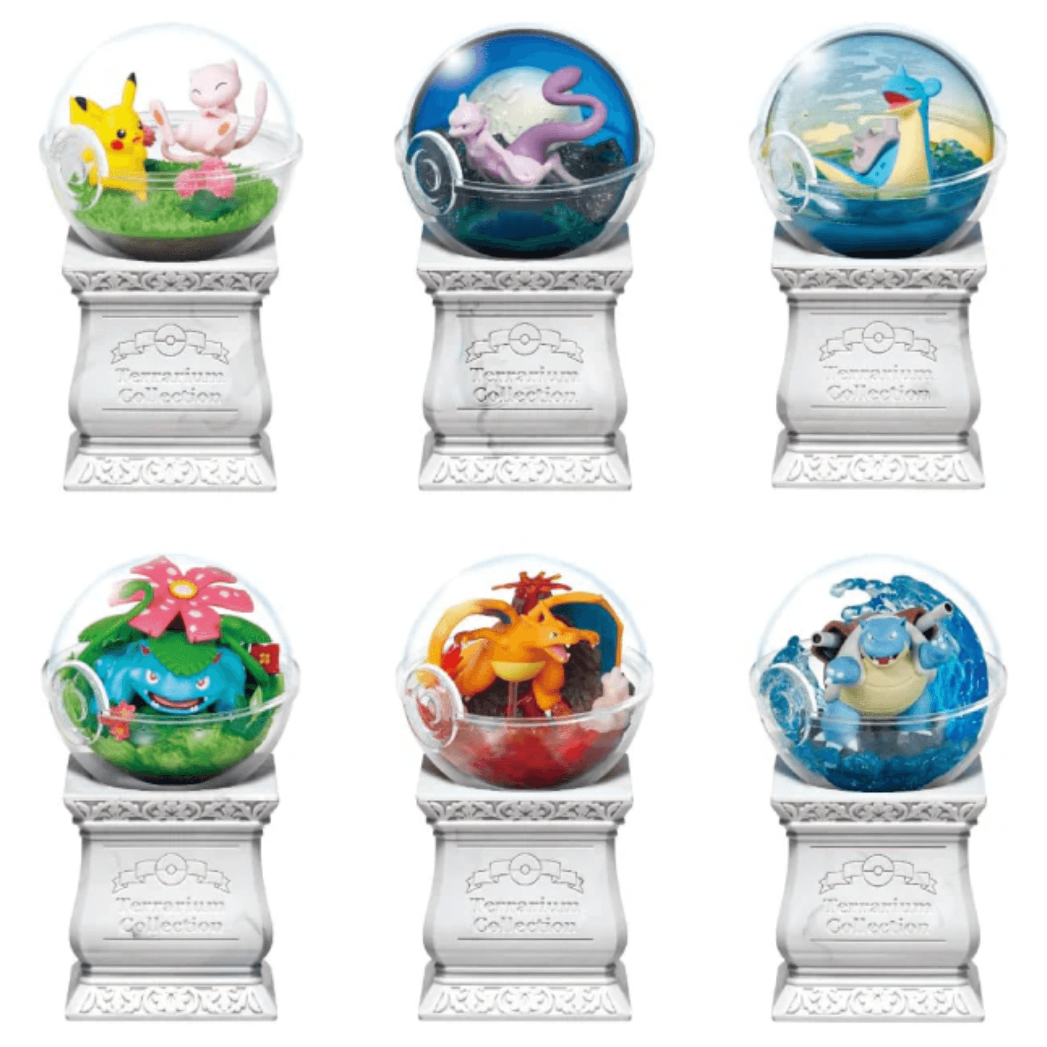 Pokemon Terrarium Collection Vol. 15 – Re-Ment Blind Box Figur featuring Mew, Pikachu, Mewtwo, and others in mini-scenes.