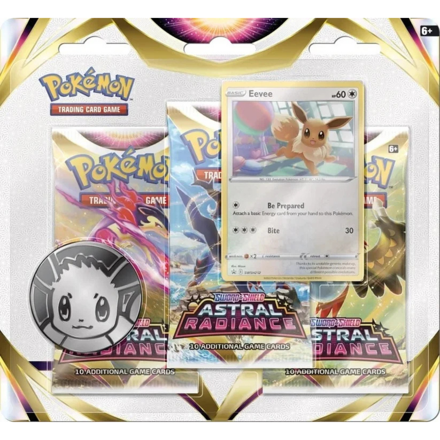 Pokemon Sword & Shield 10: Astral Radiance 3Pk Blister (Eevee)