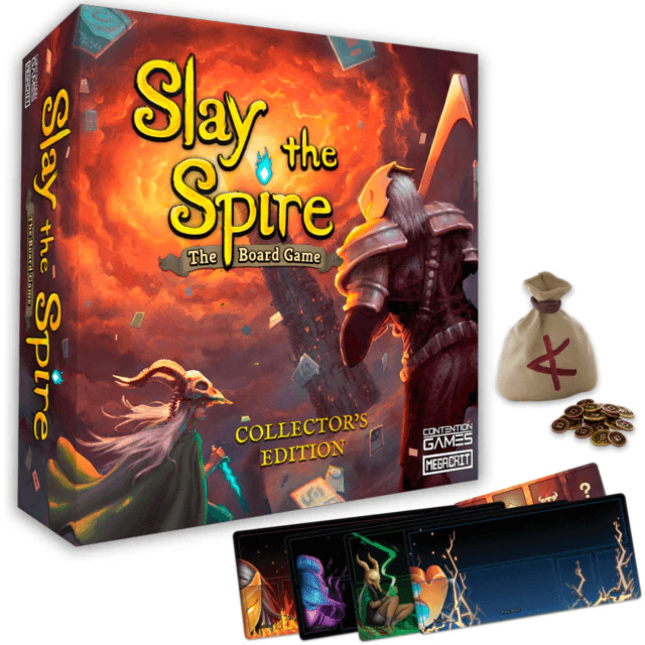 Slay the Spire – Brettspill (Nordic) Collector's Edition med kort og spillebrikker.